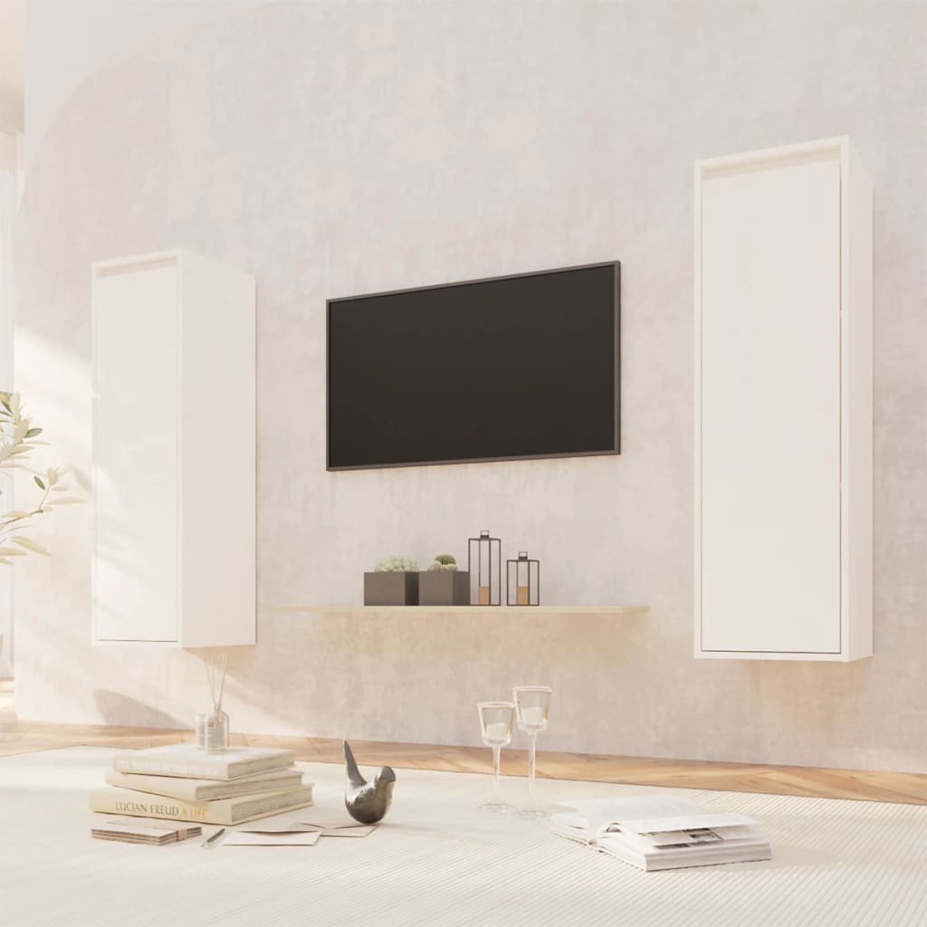 Seinäkaapit 2 kpl valkoinen 30x30x100 cm täysi mänty - Sisustajankoti.fi