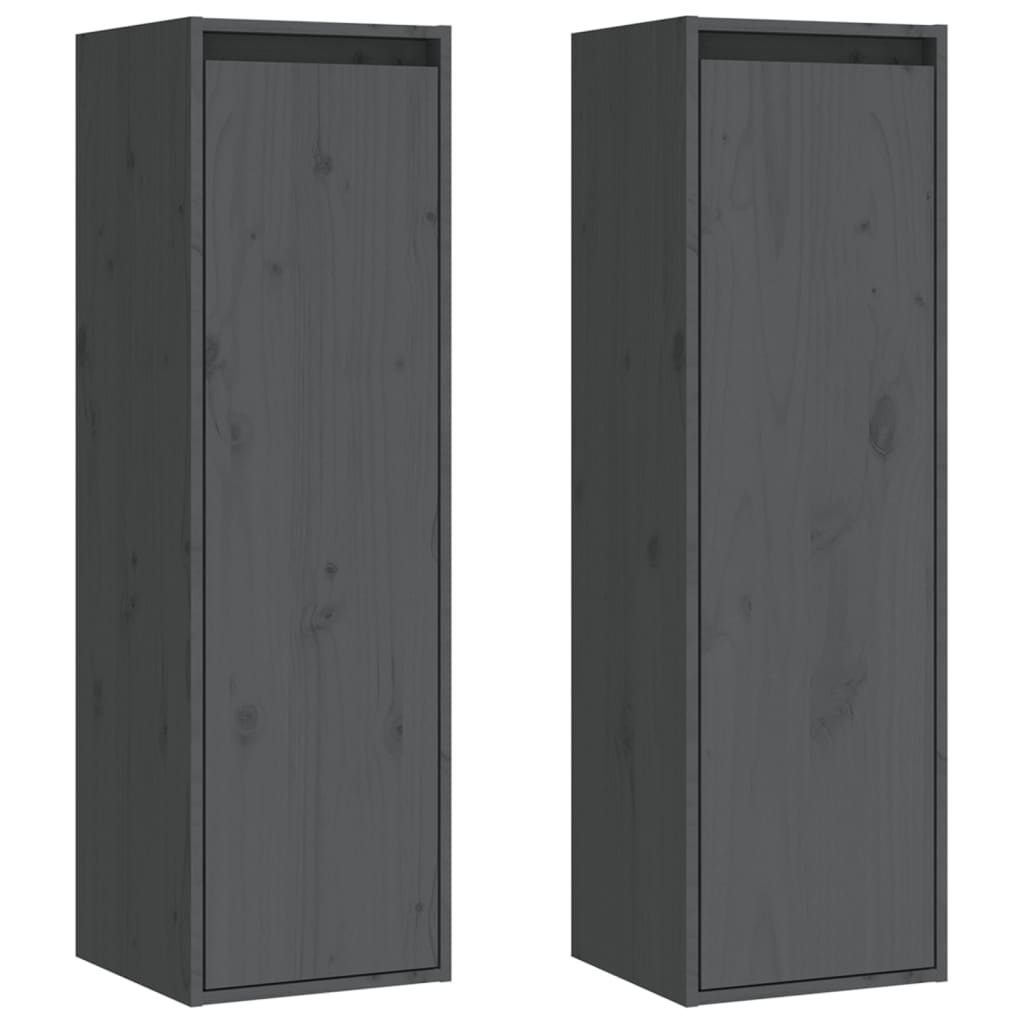 Seinäkaapit 2 kpl harmaa 30x30x100 cm täysi mänty - Sisustajankoti.fi