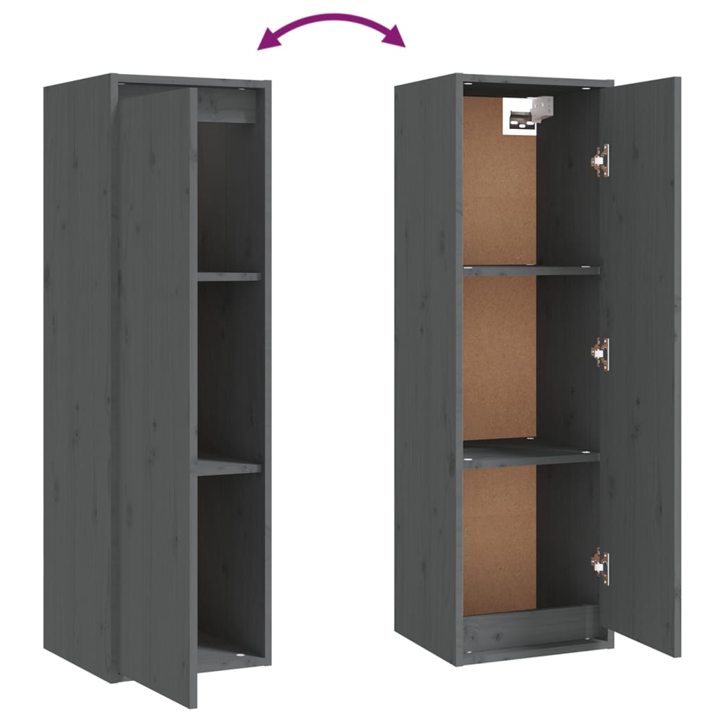 Seinäkaapit 2 kpl harmaa 30x30x100 cm täysi mänty - Sisustajankoti.fi