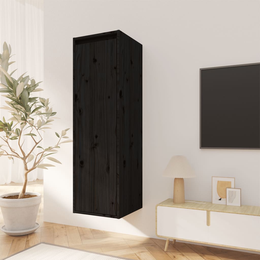 Seinäkaappi musta 30x30x100 cm täysi mänty - Sisustajankoti.fi