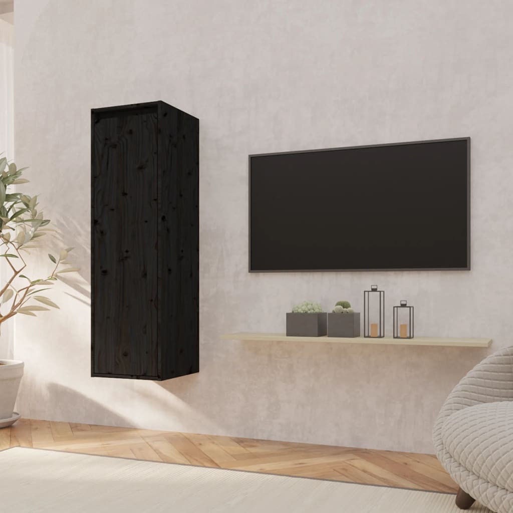 Seinäkaappi musta 30x30x100 cm täysi mänty - Sisustajankoti.fi