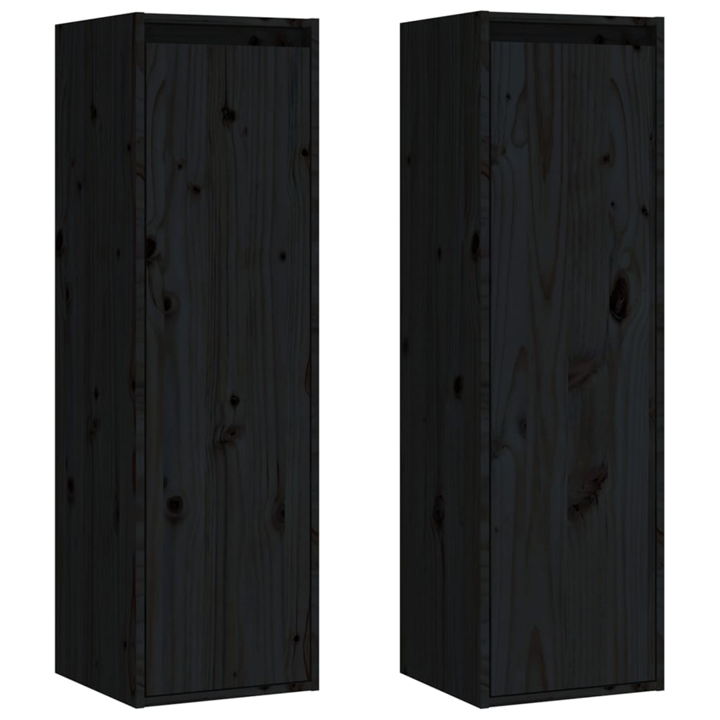 Seinäkaapit 2 kpl musta 30x30x100 cm täysi mänty - Sisustajankoti.fi