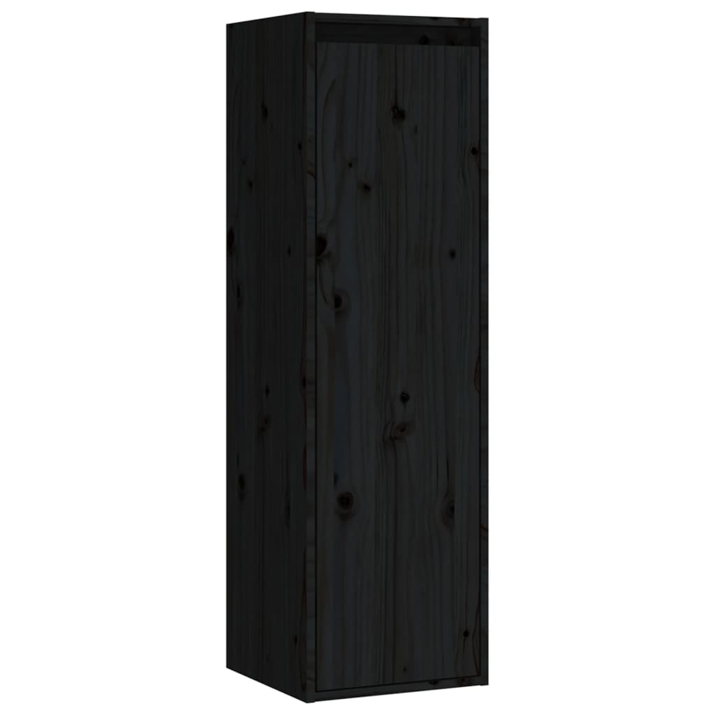 Seinäkaapit 2 kpl musta 30x30x100 cm täysi mänty - Sisustajankoti.fi