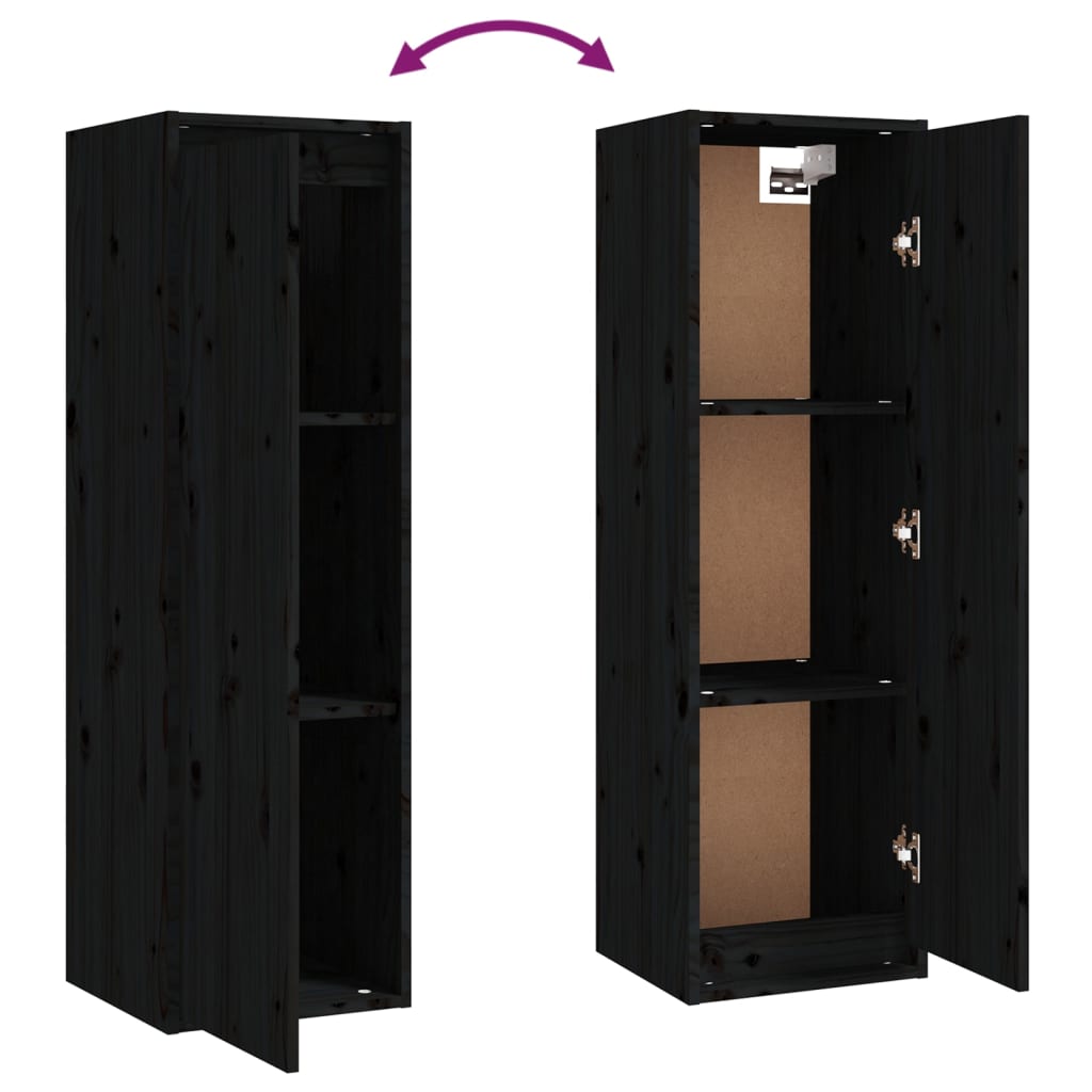 Seinäkaapit 2 kpl musta 30x30x100 cm täysi mänty - Sisustajankoti.fi