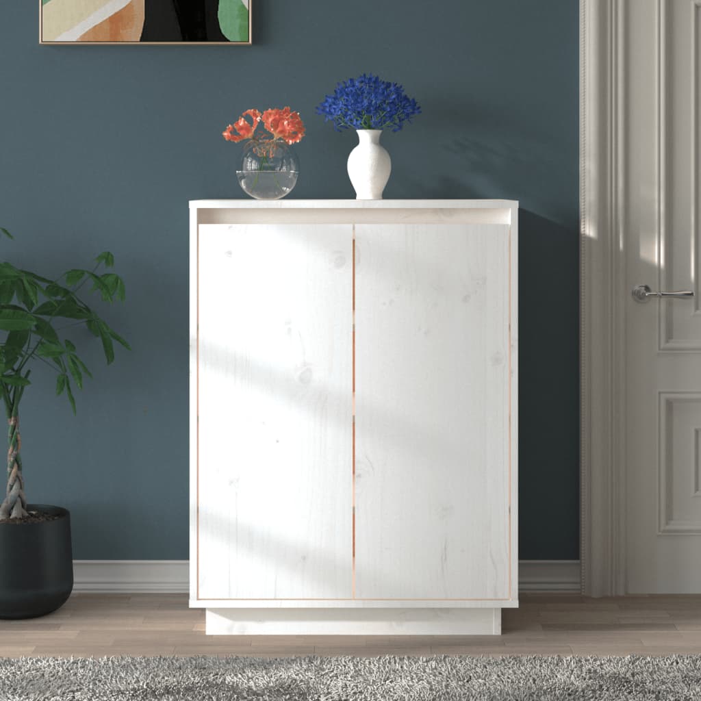 Kenkäkaappi valkoinen 60x35x80 cm täysi mänty - Sisustajankoti.fi