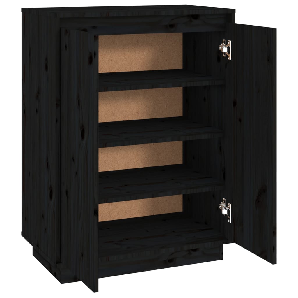 Kenkäkaappi musta 60x35x80 cm täysi mänty - Sisustajankoti.fi