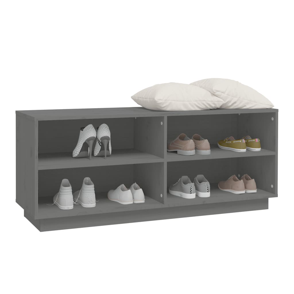 Kenkäkaappi harmaa 110x34x45 cm täysi mänty - Sisustajankoti.fi