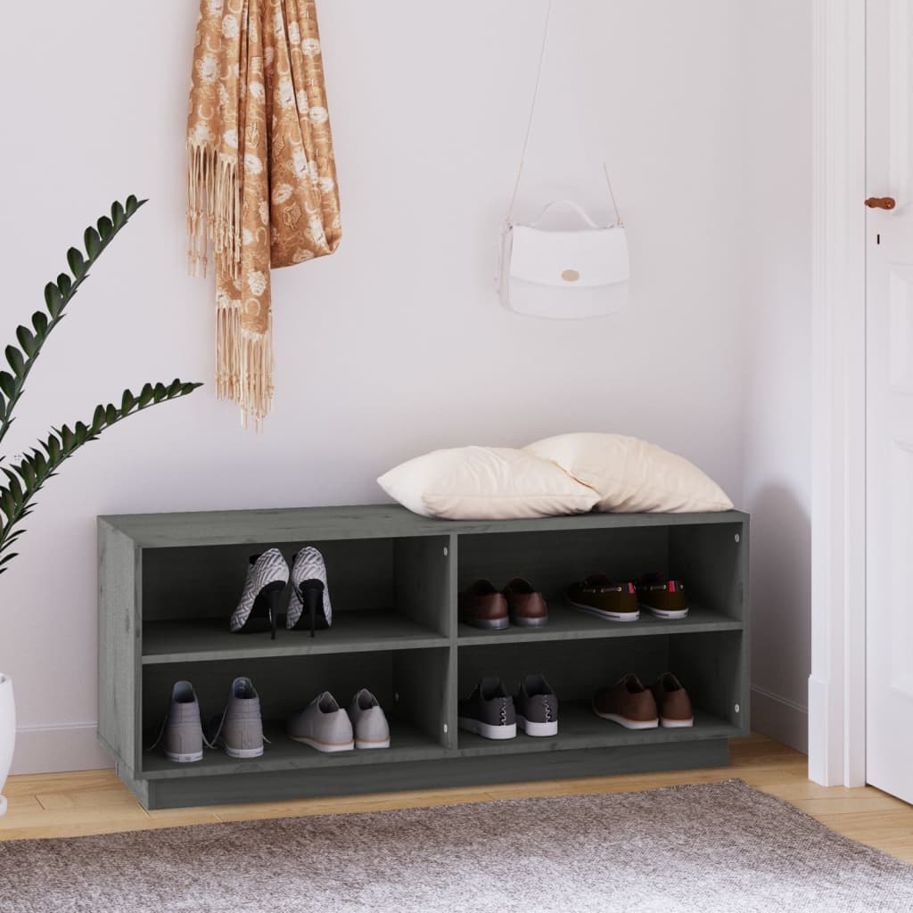 Kenkäkaappi harmaa 110x34x45 cm täysi mänty - Sisustajankoti.fi