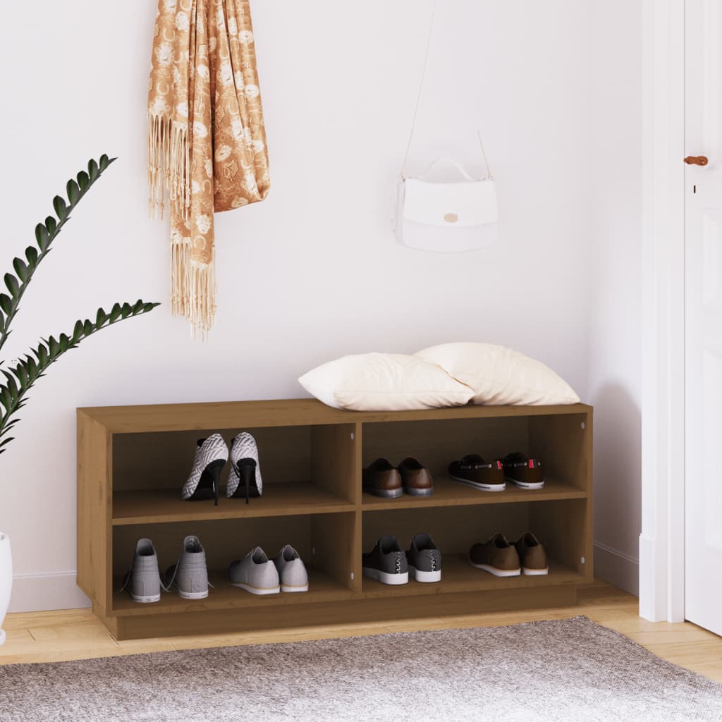 Kenkäkaappi hunajanruskea 140x35x45 cm täysi mänty - Sisustajankoti.fi
