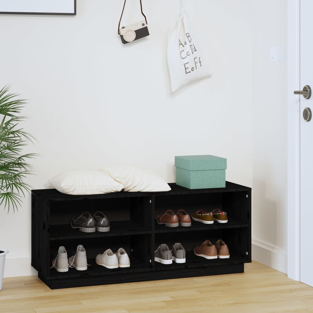 Kenkäkaappi musta 110x34x45 cm täysi mänty - Sisustajankoti.fi