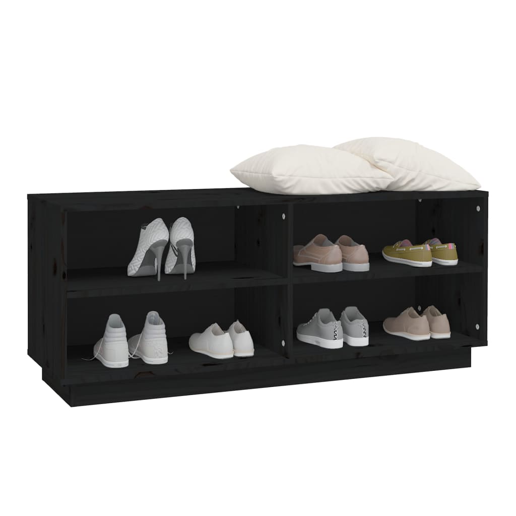 Kenkäkaappi musta 110x34x45 cm täysi mänty - Sisustajankoti.fi