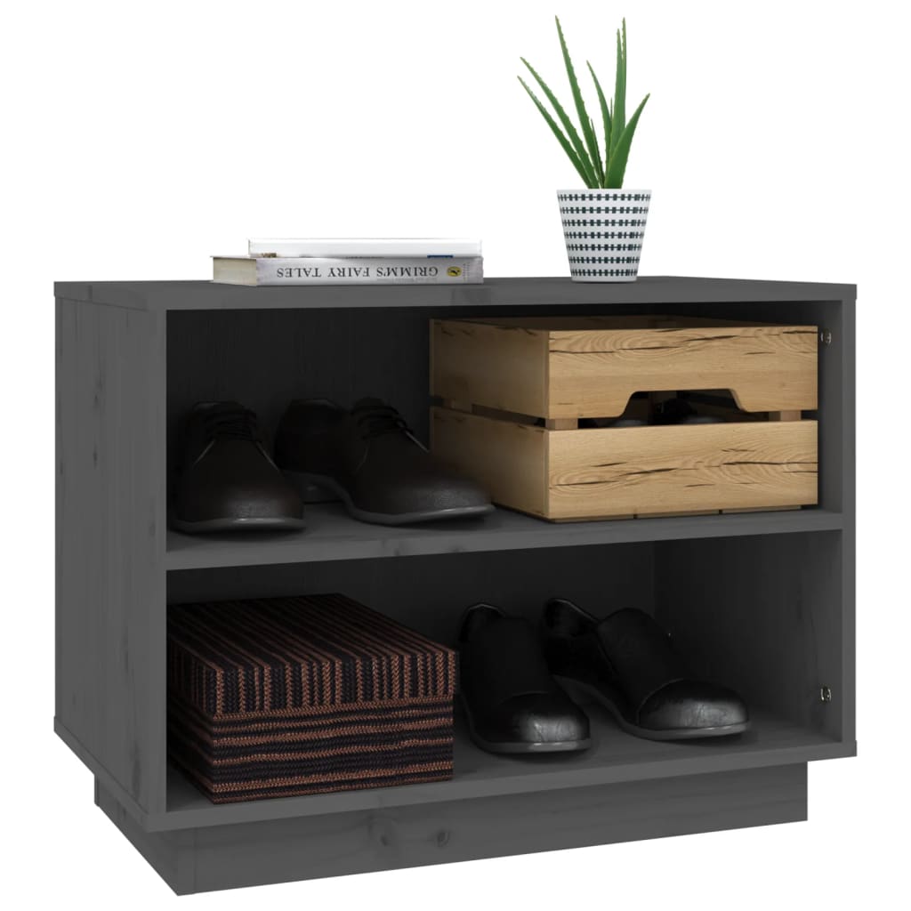 Kenkäkaappi harmaa 60x34x45 cm täysi mänty - Sisustajankoti.fi