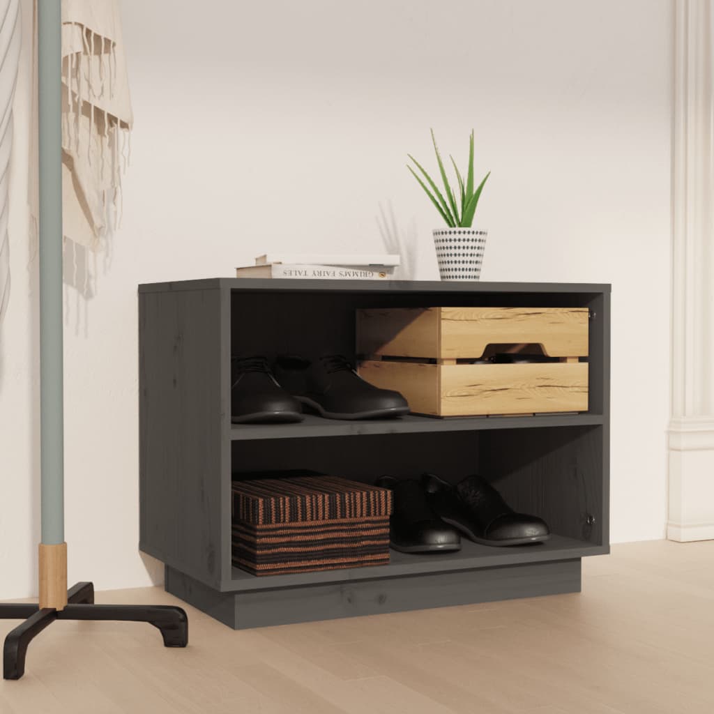 Kenkäkaappi harmaa 60x34x45 cm täysi mänty - Sisustajankoti.fi