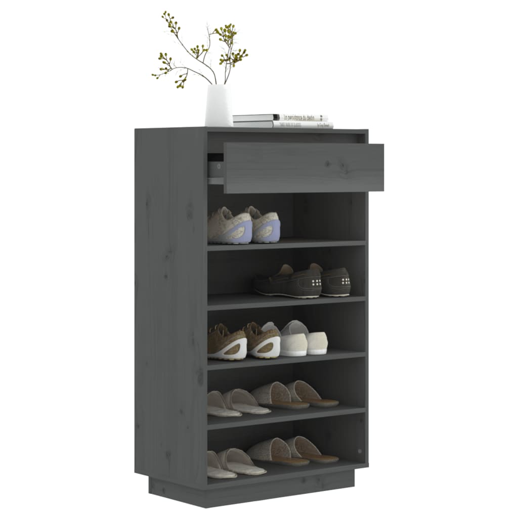 Kenkäkaappi harmaa 60x34x105 cm täysi mänty - Sisustajankoti.fi