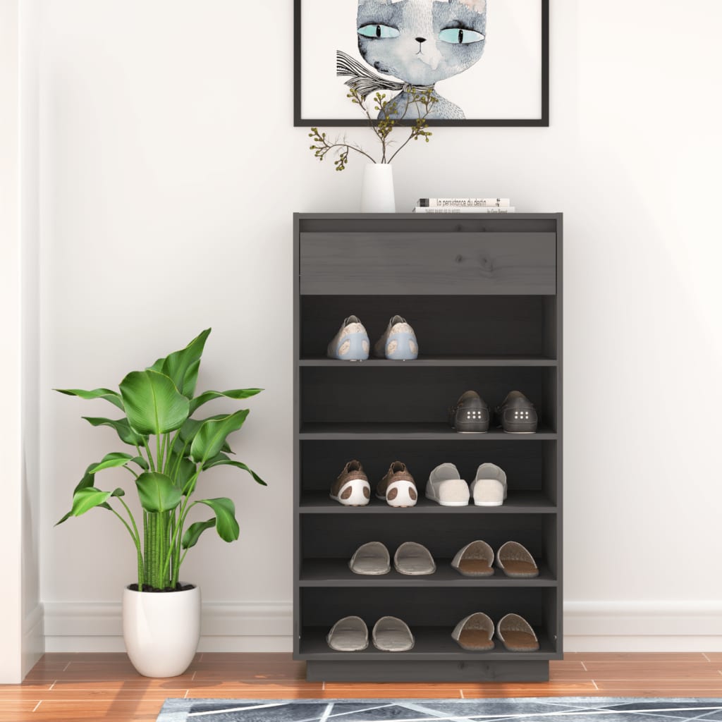 Kenkäkaappi harmaa 60x34x105 cm täysi mänty - Sisustajankoti.fi