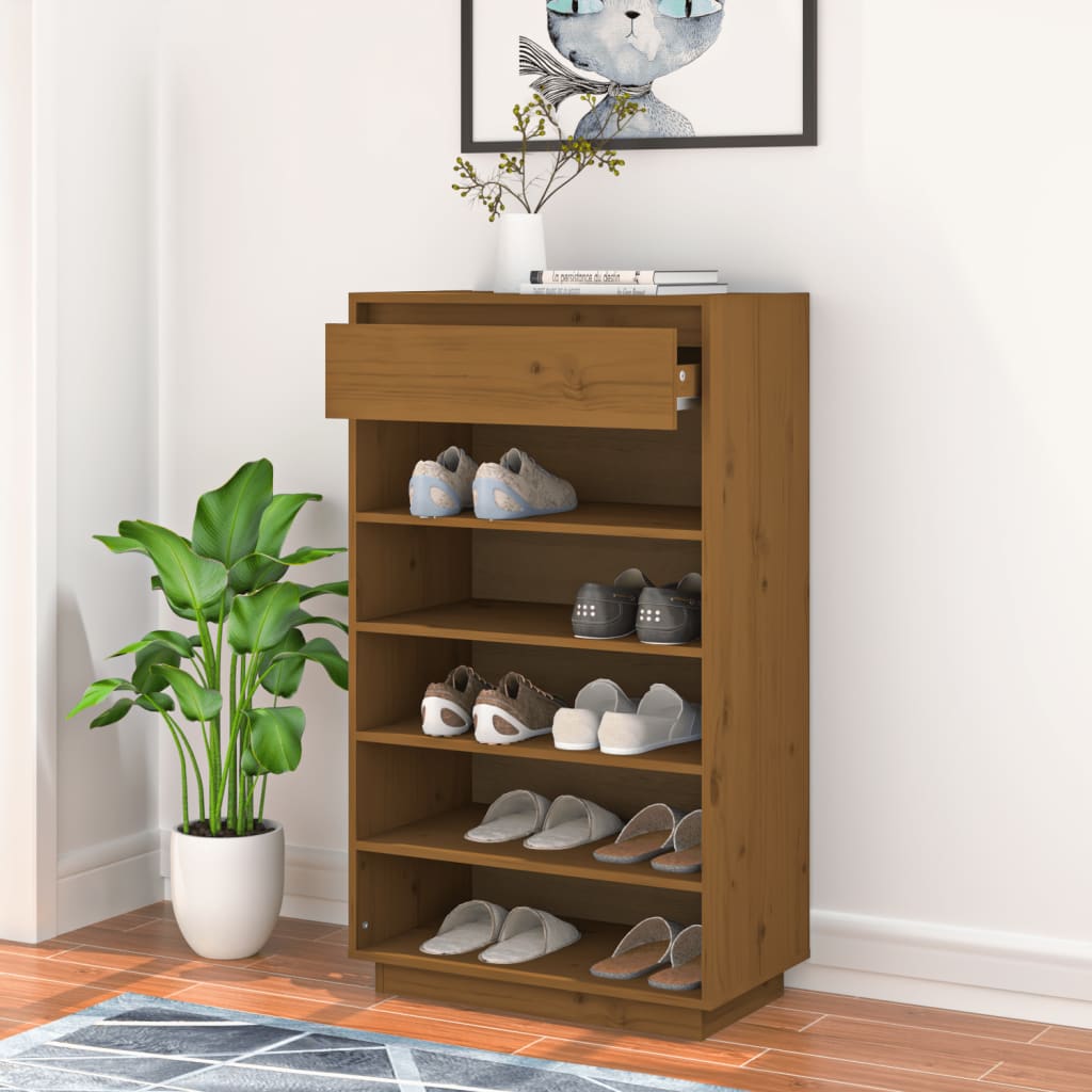 Kenkäkaappi hunajanruskea 60x34x105 cm täysi mänty - Sisustajankoti.fi