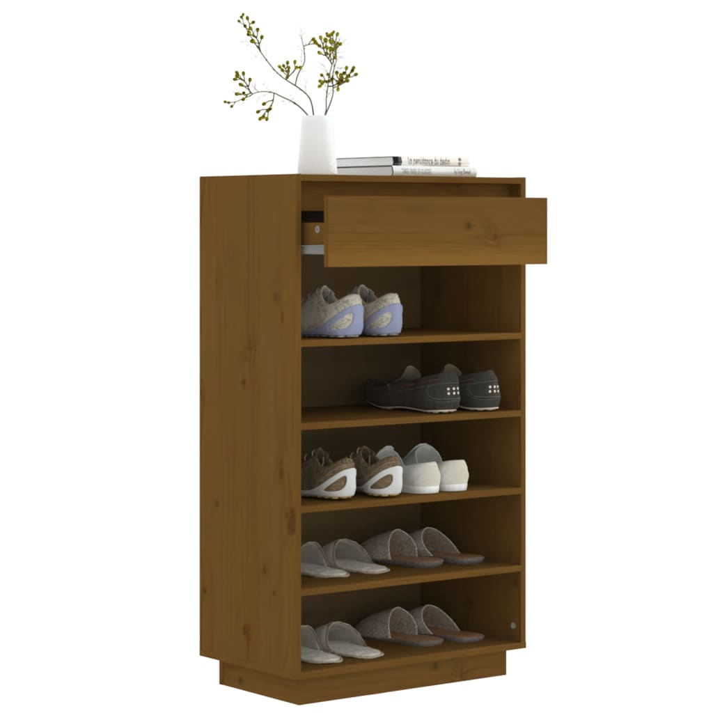 Kenkäkaappi hunajanruskea 60x34x105 cm täysi mänty - Sisustajankoti.fi