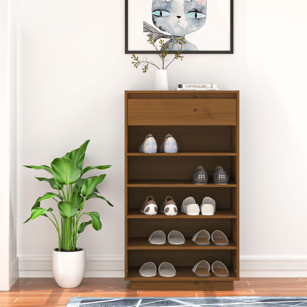 Kenkäkaappi hunajanruskea 60x34x105 cm täysi mänty - Sisustajankoti.fi