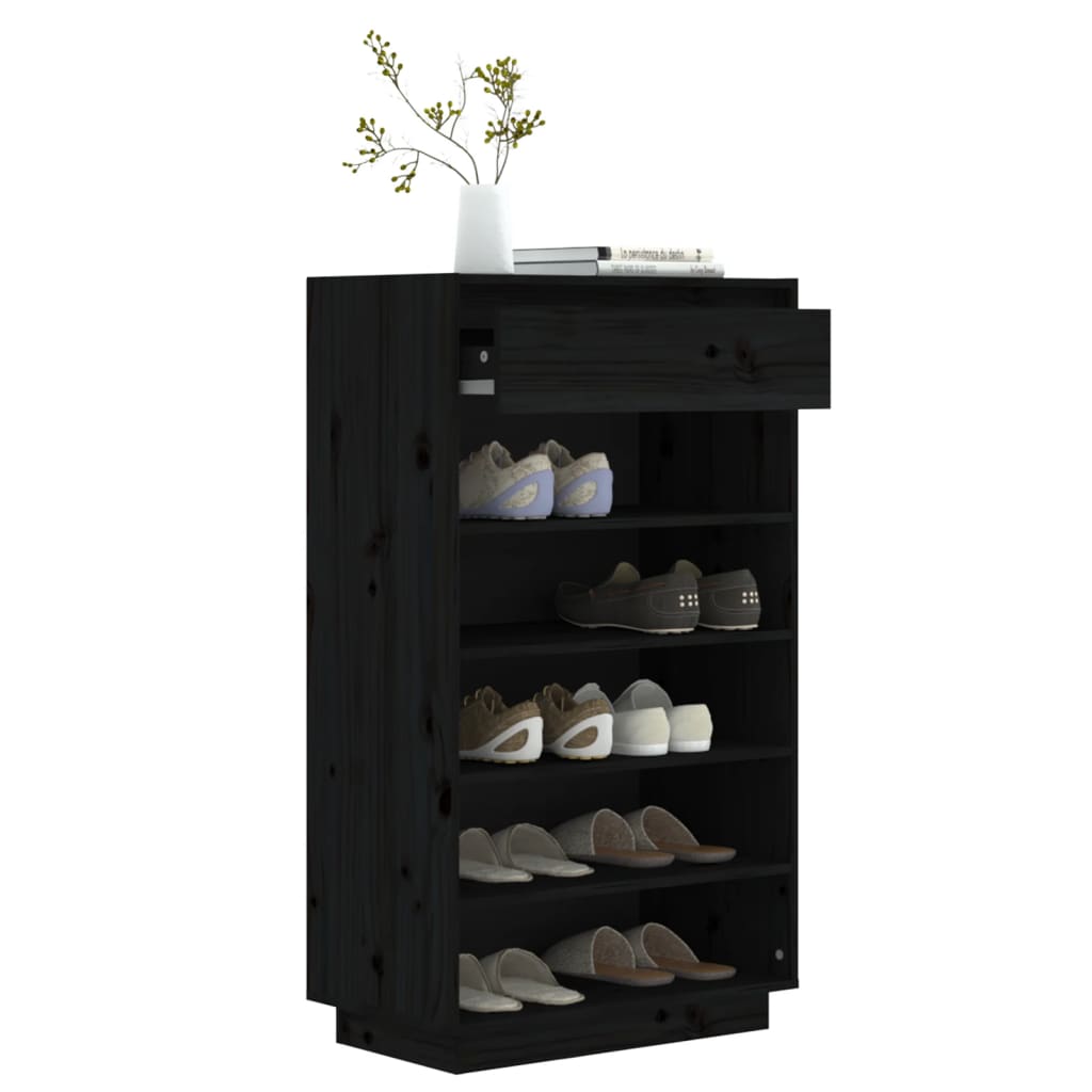 Kenkäkaappi musta 60x34x105 cm täysi mänty - Sisustajankoti.fi