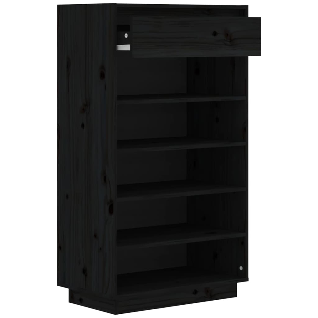 Kenkäkaappi musta 60x34x105 cm täysi mänty - Sisustajankoti.fi