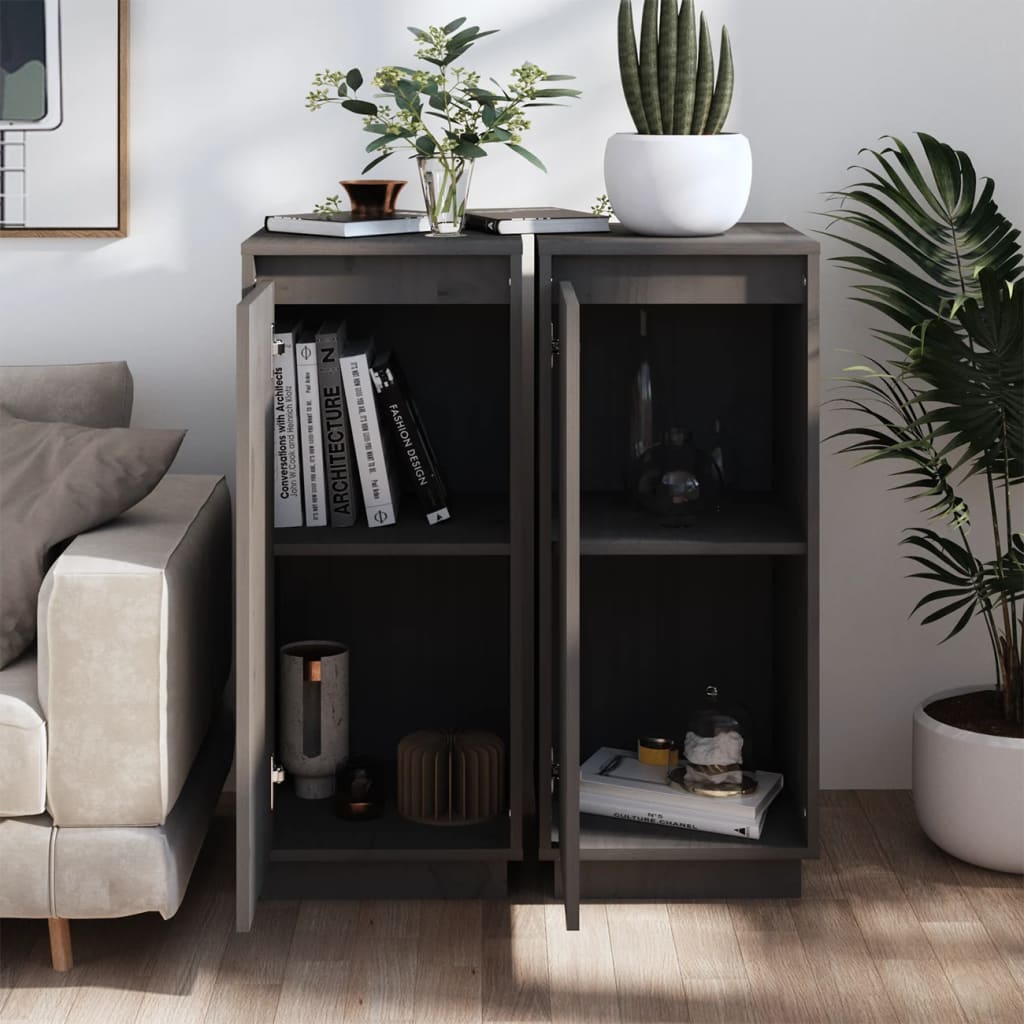 Senkit 2 kpl harmaa 31,5x34x75 cm täysi mänty - Sisustajankoti.fi