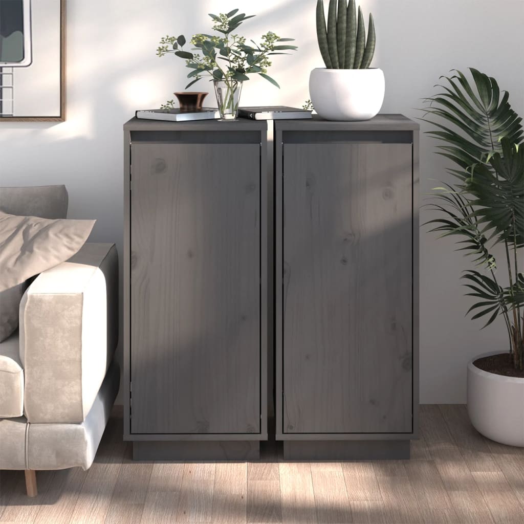 Senkit 2 kpl harmaa 31,5x34x75 cm täysi mänty - Sisustajankoti.fi