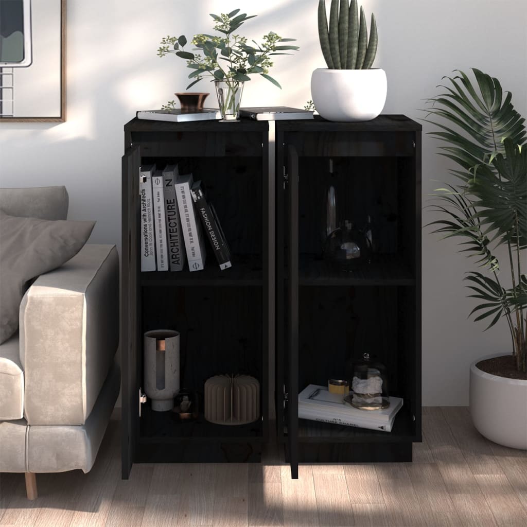 Senkit 2 kpl musta 31,5x34x75 cm täysi mänty - Sisustajankoti.fi