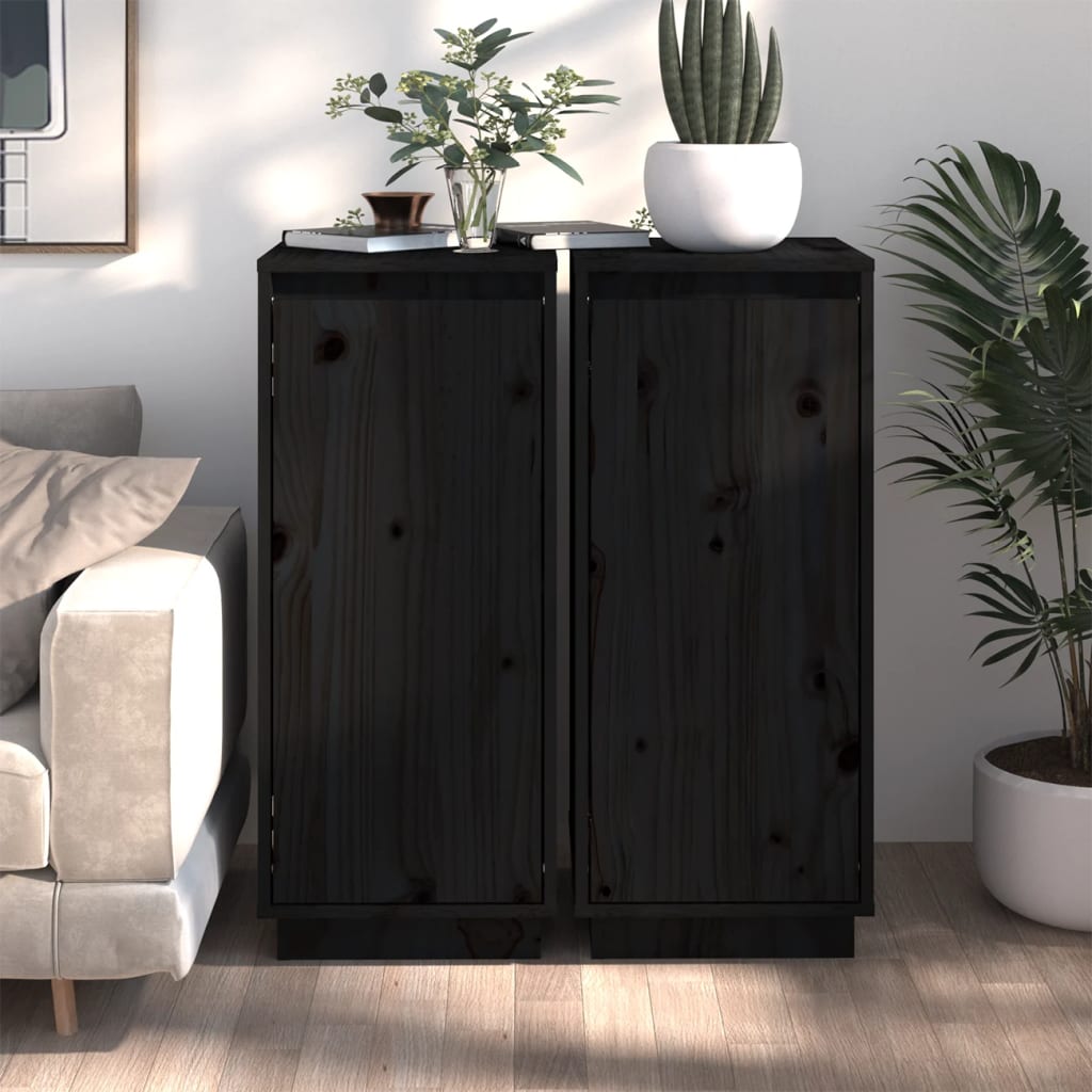 Senkit 2 kpl musta 31,5x34x75 cm täysi mänty - Sisustajankoti.fi