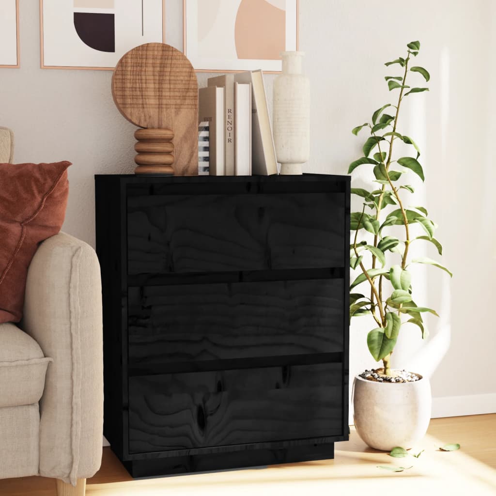 Senkki musta 60x34x75 cm täysi mänty - Sisustajankoti.fi