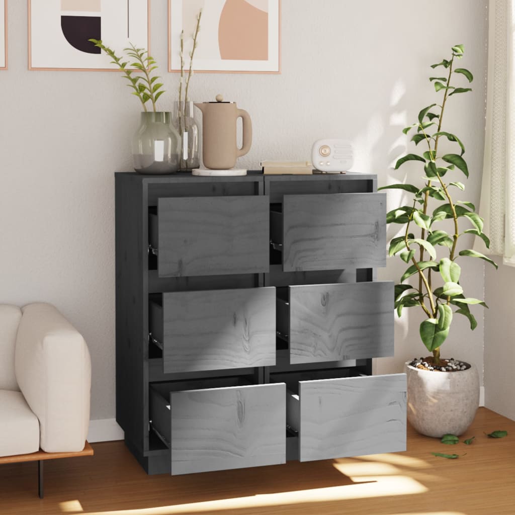 Senkit 2 kpl harmaa 32x34x75 cm täysi mänty - Sisustajankoti.fi