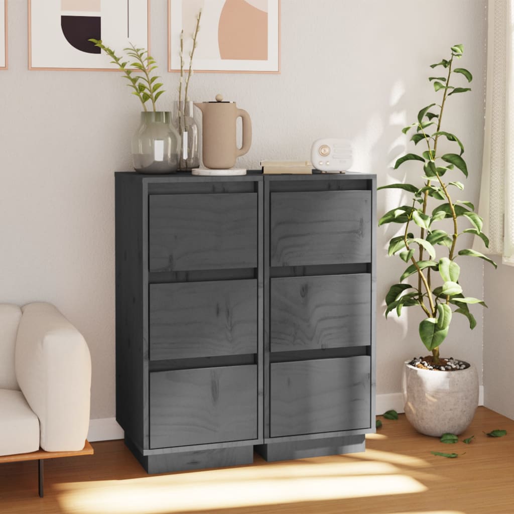 Senkit 2 kpl harmaa 32x34x75 cm täysi mänty - Sisustajankoti.fi