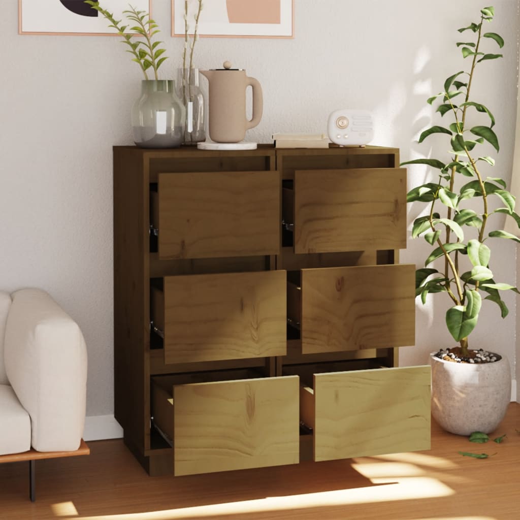 Senkit 2 kpl hunajanruskea 32x34x75 cm täysi mänty - Sisustajankoti.fi