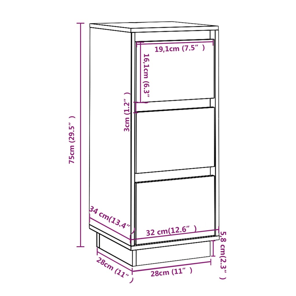 Senkit 2 kpl hunajanruskea 32x34x75 cm täysi mänty - Sisustajankoti.fi