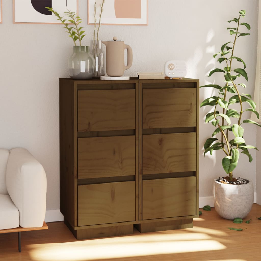 Senkit 2 kpl hunajanruskea 32x34x75 cm täysi mänty - Sisustajankoti.fi
