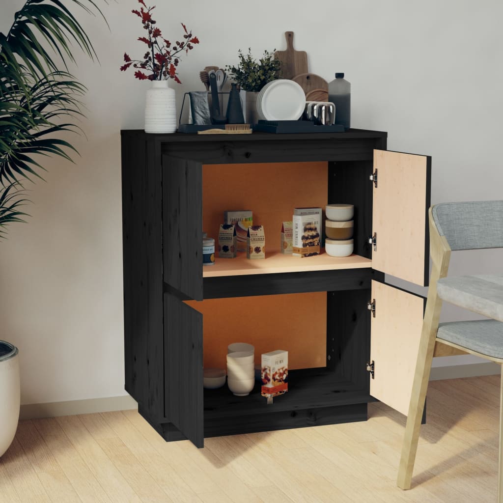 Senkki musta 60x34x75 cm täysi mänty - Sisustajankoti.fi