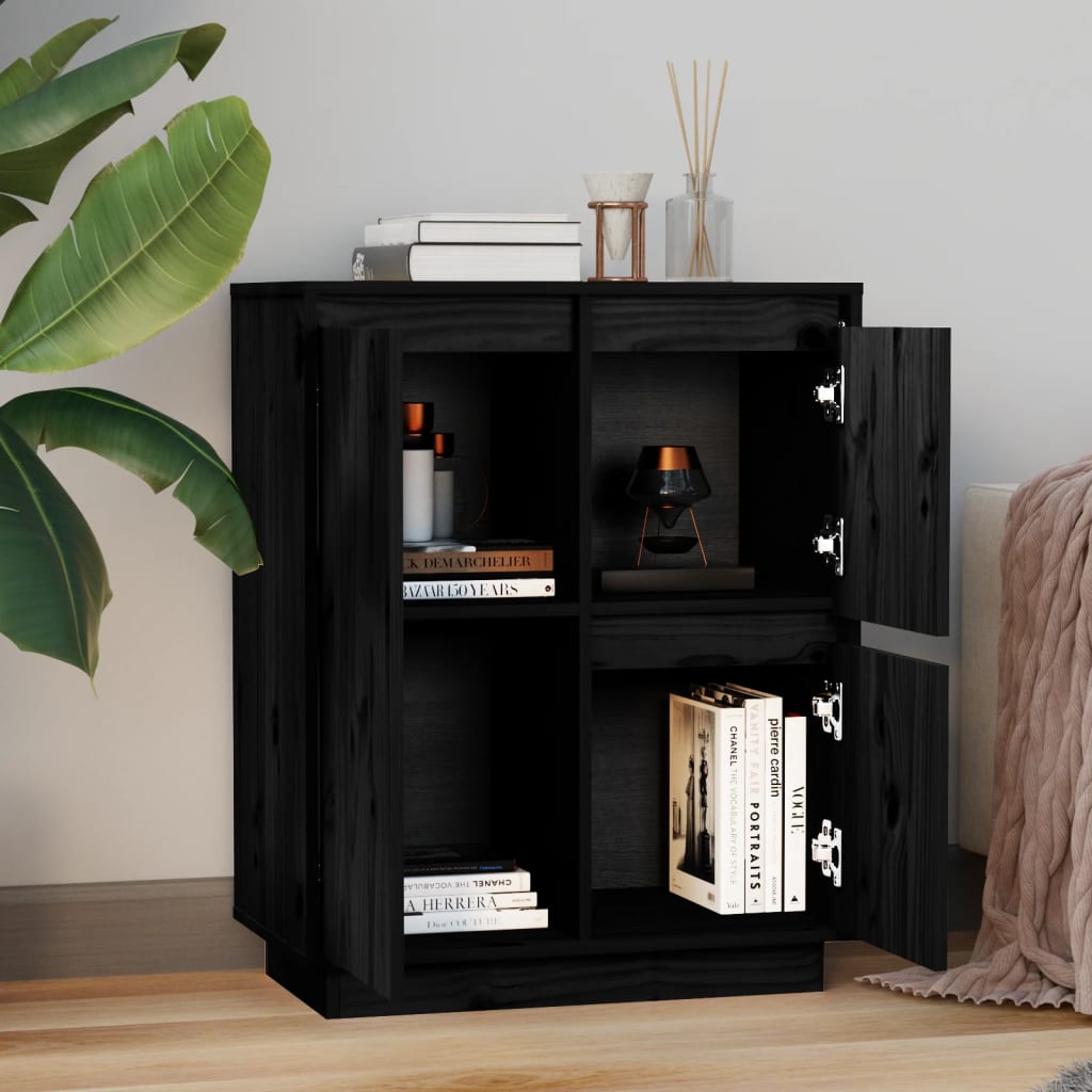 Senkki musta 60x34x75 cm täysi mänty - Sisustajankoti.fi