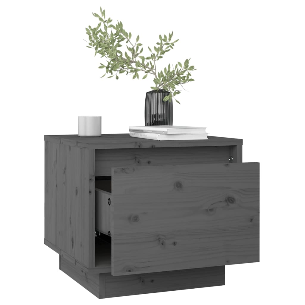 Yöpöydät 2 kpl harmaa 35x34x32 cm täysi mänty - Sisustajankoti.fi