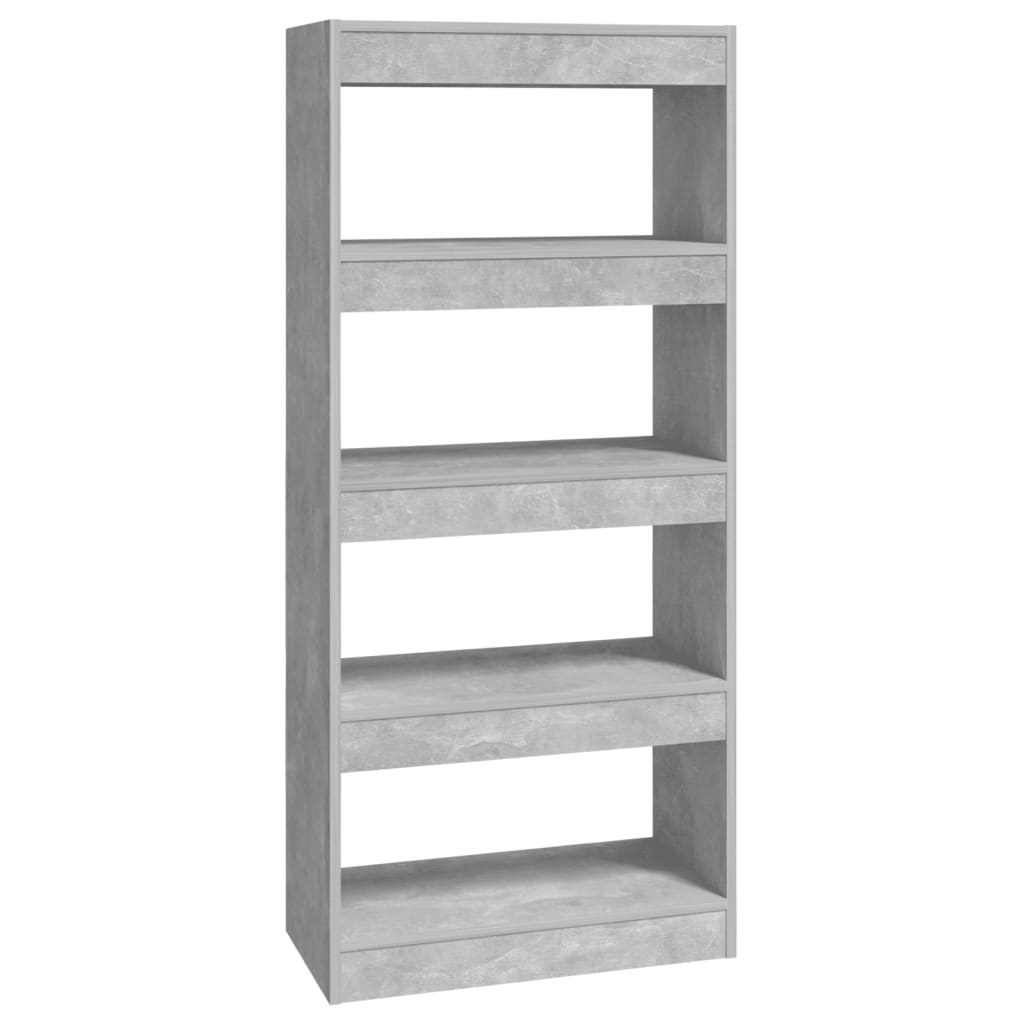 Kirjahylly/tilanjakaja betoninharmaa 60x30x135 cm tekninen puu - Sisustajankoti.fi