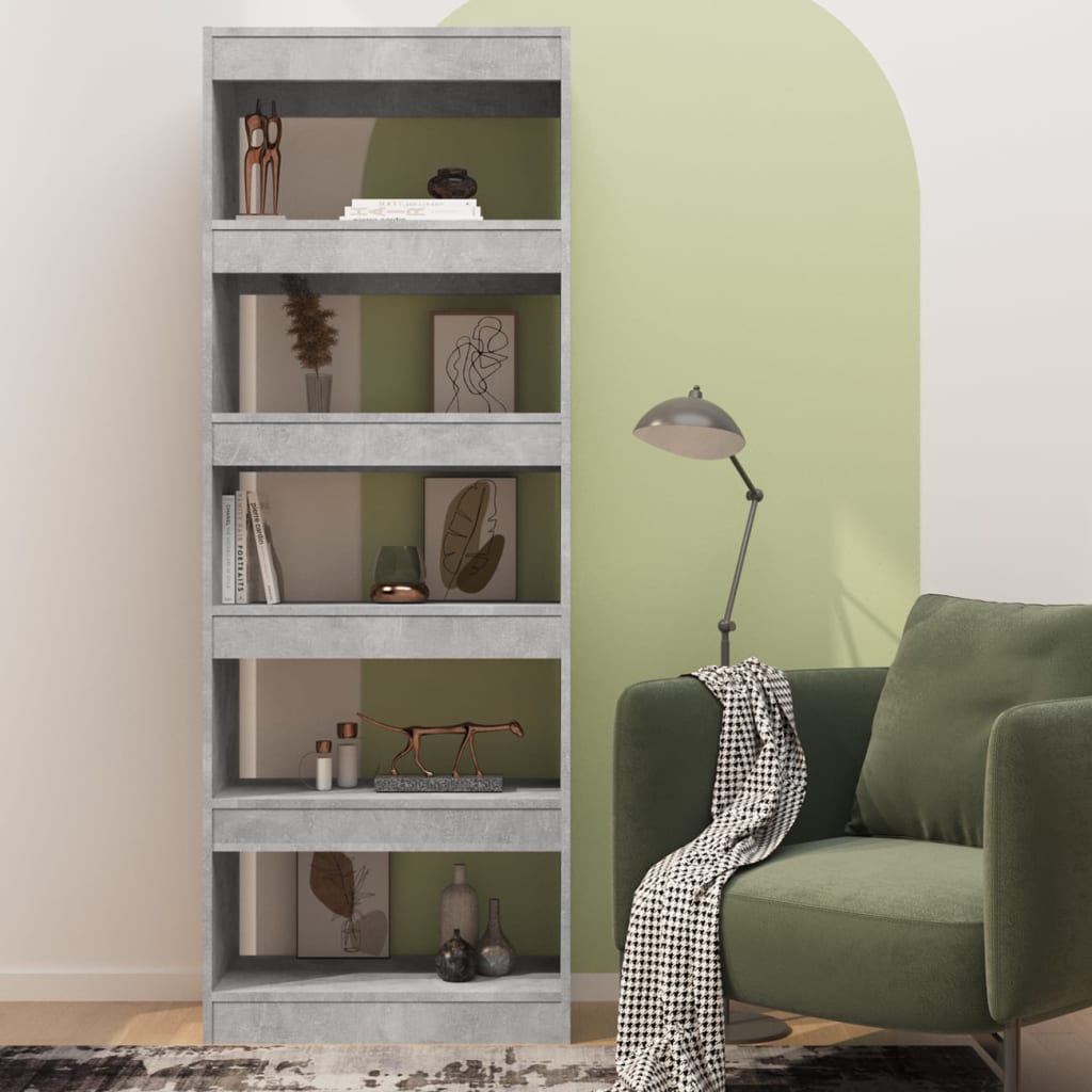 Kirjahylly/tilanjakaja betoninharmaa 60x30x166 cm - Sisustajankoti.fi