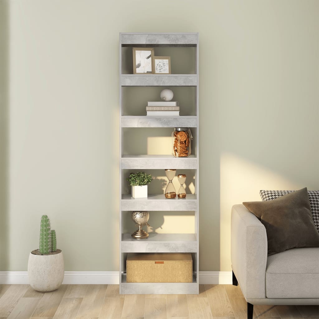 Kirjahylly/tilanjakaja betoninharmaa 60x30x198 cm - Sisustajankoti.fi