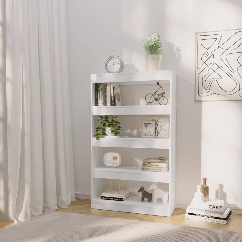 Kirjahylly/tilanjakaja korkeakiilto valk 80x30x135 cm - Sisustajankoti.fi