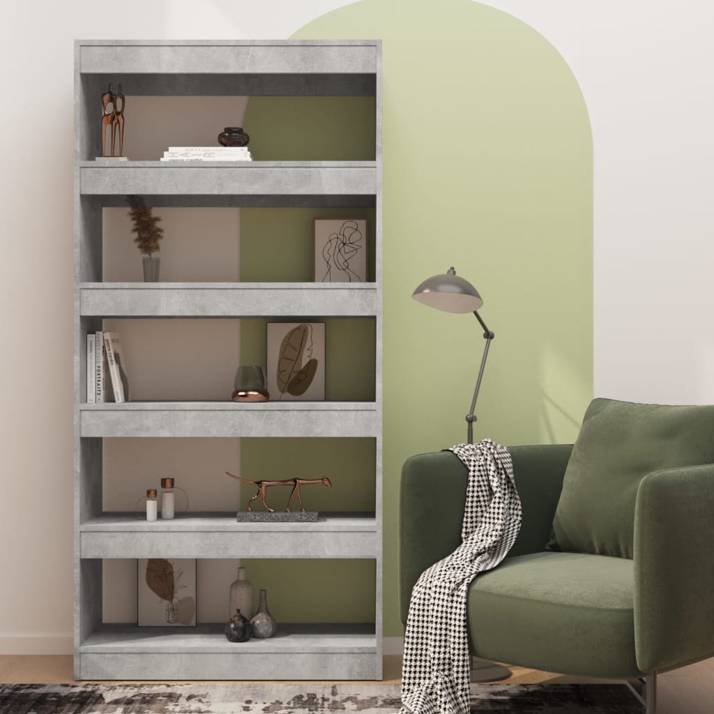 Kirjahylly/tilanjakaja betoninharmaa 80x30x166 cm - Sisustajankoti.fi