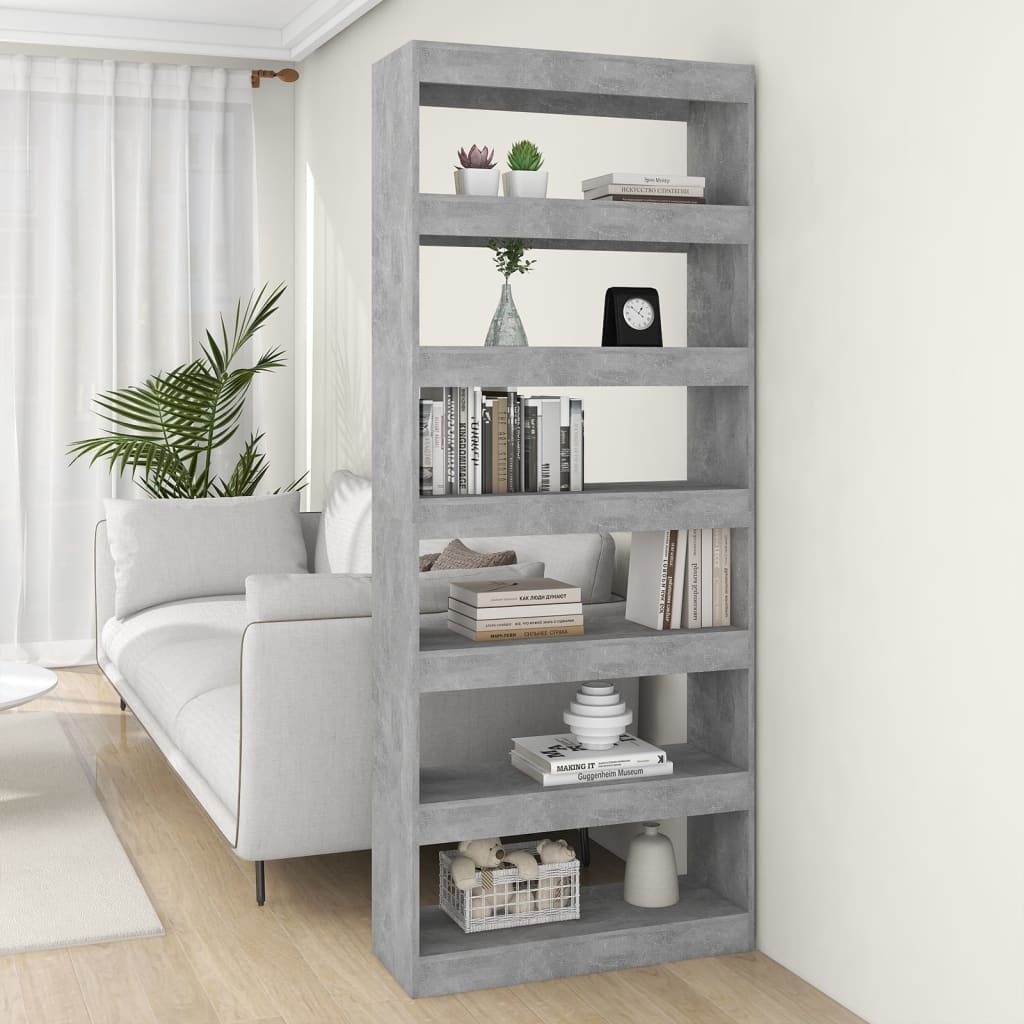 Kirjahylly/tilanjakaja betoninharmaa 80x30x198 cm - Sisustajankoti.fi