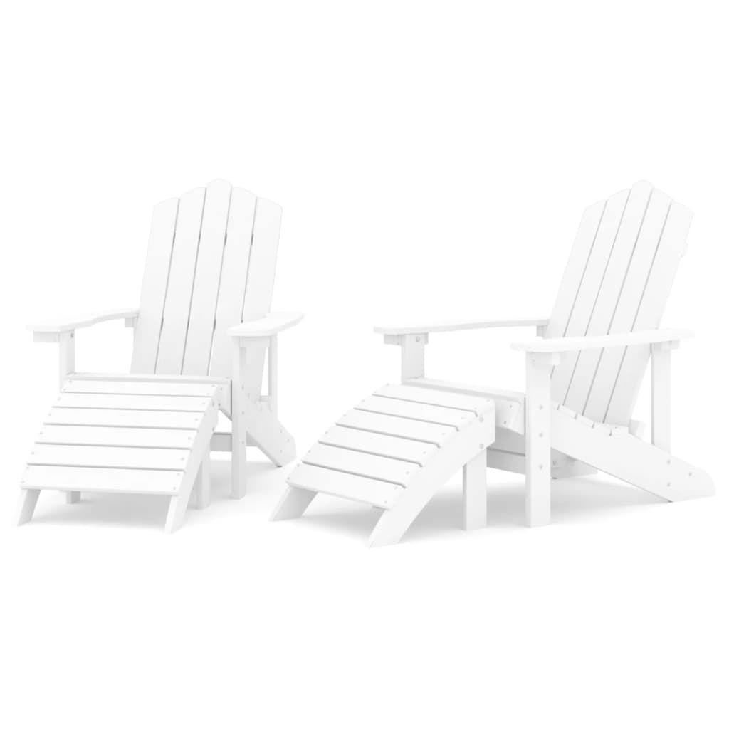 Adirondack puutarhatuolit 2 kpl jalkatuilla HDPE valkoinen - Sisustajankoti.fi