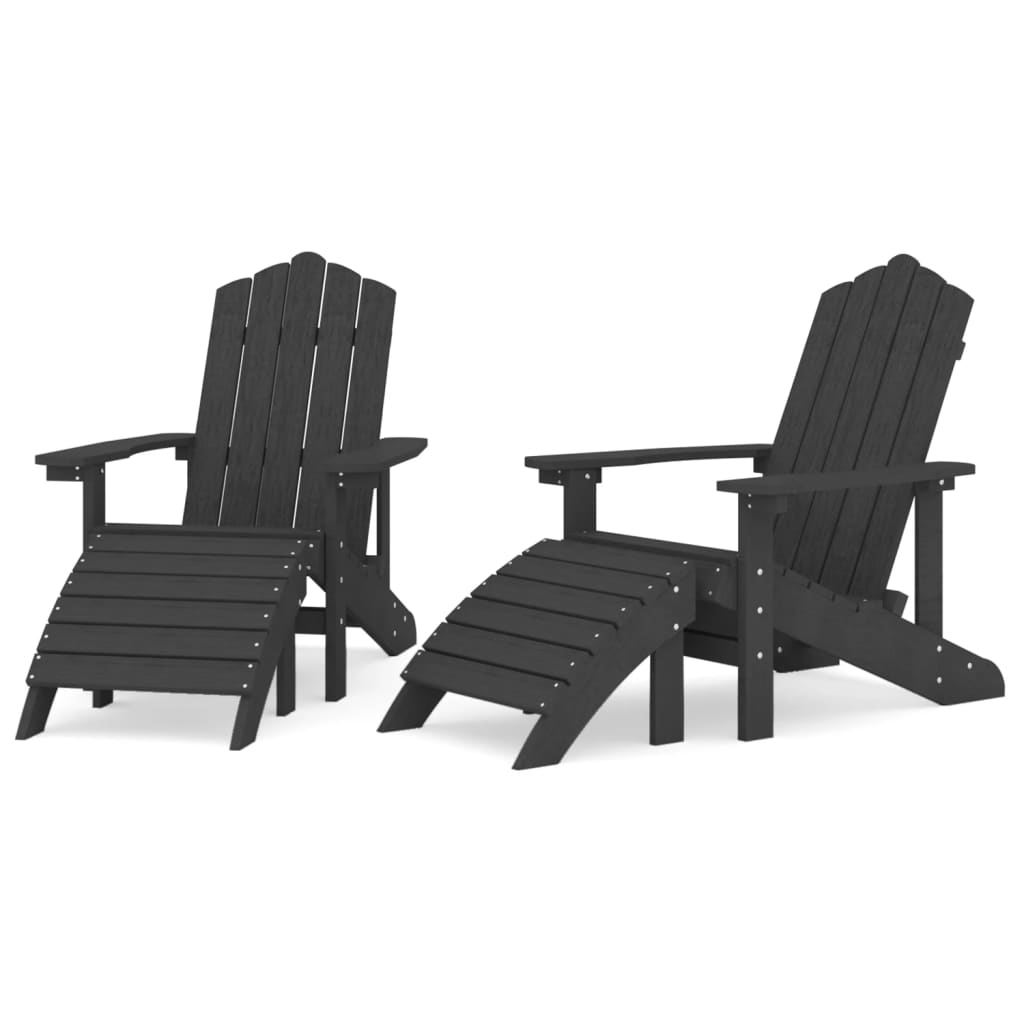 Adirondack puutarhatuolit 2 kpl jalkatuilla HDPE antrasiitti - Sisustajankoti.fi
