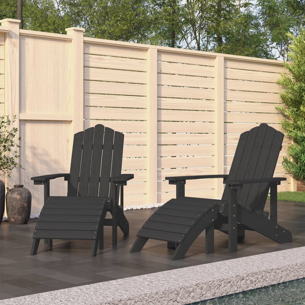 Adirondack puutarhatuolit 2 kpl jalkatuilla HDPE antrasiitti - Sisustajankoti.fi