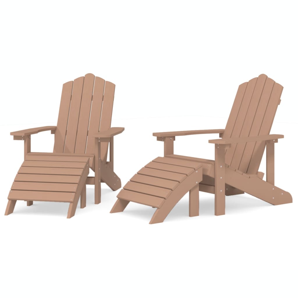 Adirondack puutarhatuolit 2 kpl jalkatuilla HDPE ruskea - Sisustajankoti.fi