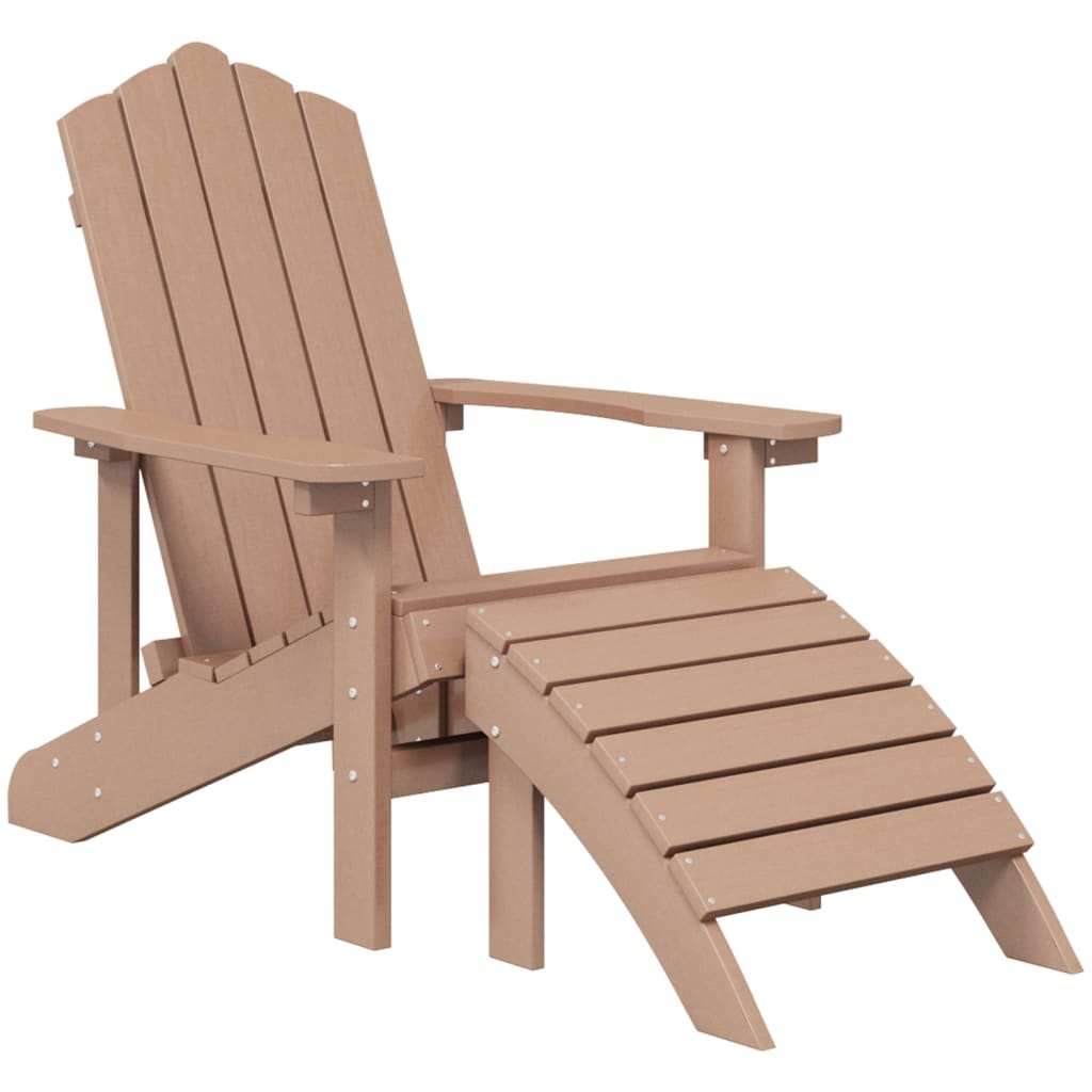 Adirondack puutarhatuolit 2 kpl jalkatuilla HDPE ruskea - Sisustajankoti.fi