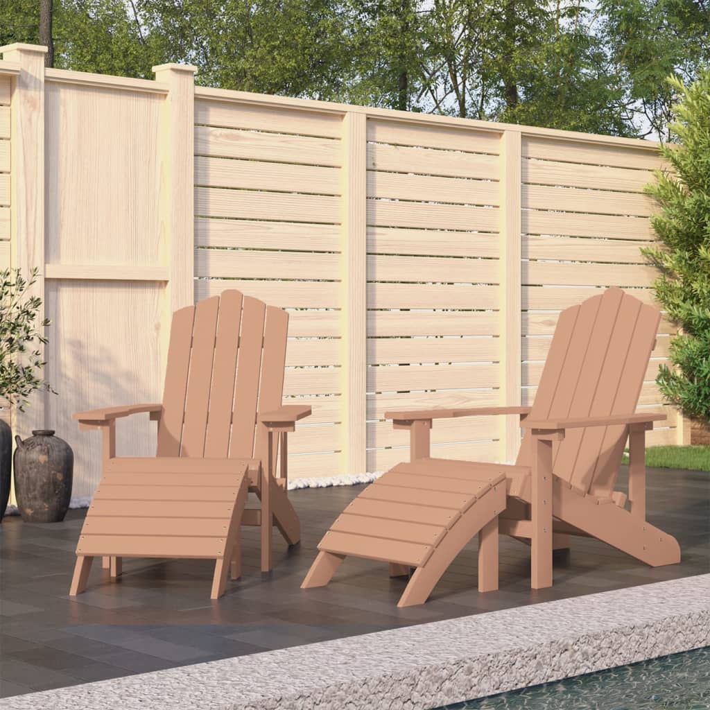 Adirondack puutarhatuolit 2 kpl jalkatuilla HDPE ruskea - Sisustajankoti.fi