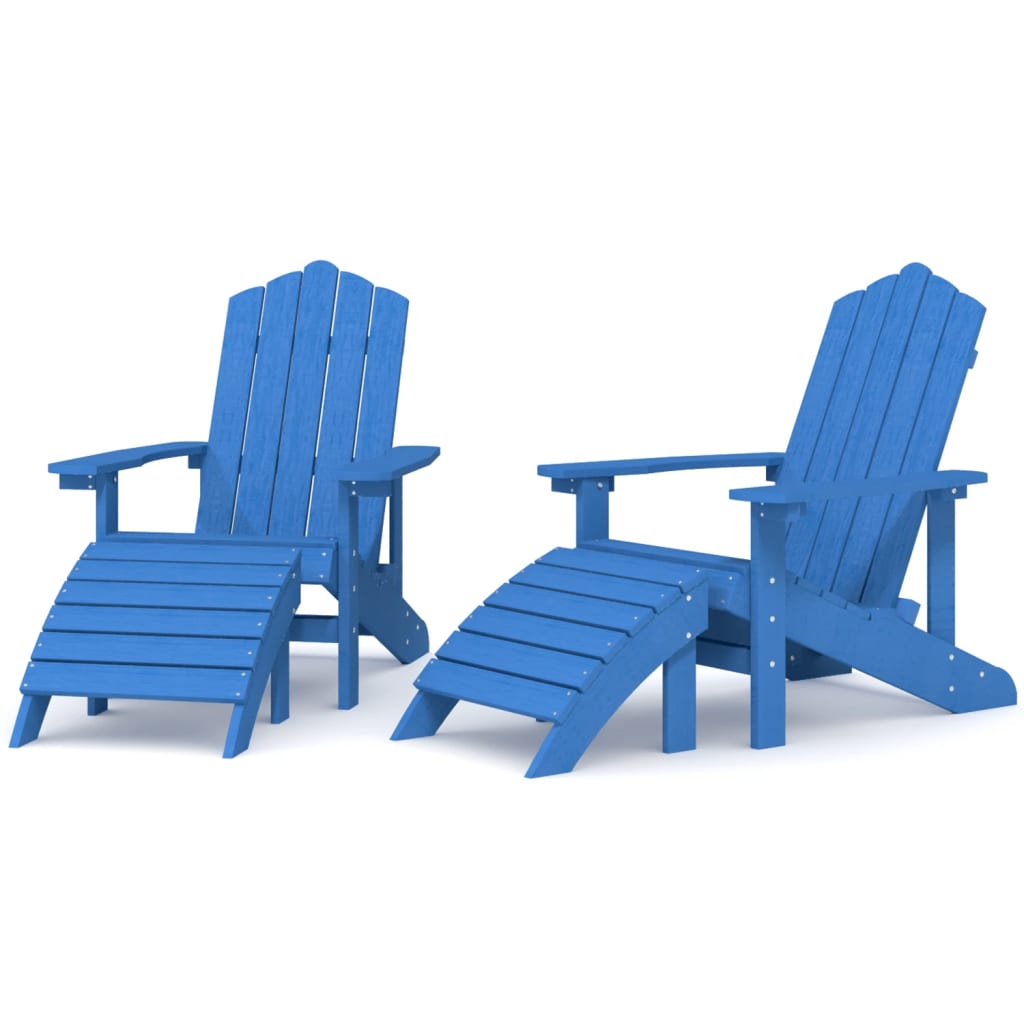 Adirondack puutarhatuolit 2 kpl jalkatuilla HDPE vedensininen - Sisustajankoti.fi